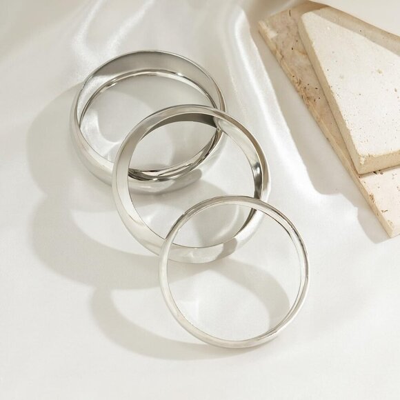 3PCS Chunky Gold Bangle Bracelets for Women Trendy Wide Wrist Cuff Bracelets Sta - Picture 5 of 7